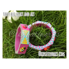 Happy Bug Heart and art ( Teal & Magenta) - Single Piece