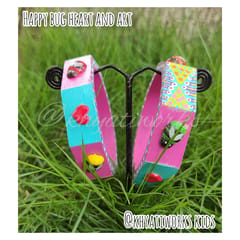 Happy Bug Heart and art ( Teal & Magenta) - Single Piece