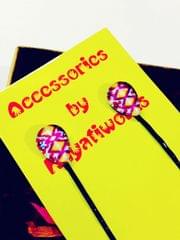 Purple yellow zigzag drops hair pins