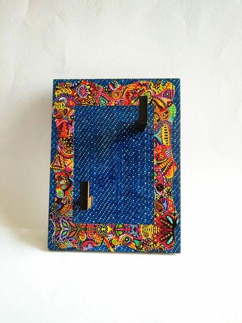 KEY HOLDER - RECTANGLE BLUE DENIM BASE WITH WHEN COLORS SPEAK ARTWORK FRAME